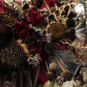 dried flower bouquet, dark purple bouquet, dark wine bouquet, burgundy bouquet, halloween bouquet, moody bouquet, dark bouquet, black, wine