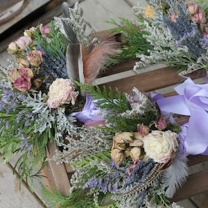 Bridesmaid Wisp Bouquet, dried flower bouquet, dried flower nosegay, lavender bouquet, bridesmaid bouquet, rustic bouquet, blush bouquet