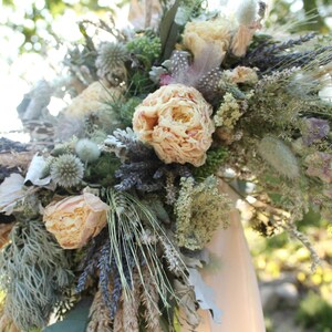 dried flower bouquet, blush bridal bouquet, lavender bridal bouquet, blush and lavender, thistle bouquet, feather bouquet, rustic bouquet