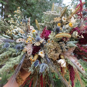 dried flower bouquet, wheat bouquet, burgundy bridal bouquet, rustic bridal bouquet, thistle bouquet, autumn bouquet, seattle wedding, elope
