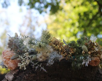 custom bridal crown, blush flower crown, woodland bridal crown, white flower crown, blush bridal crown, neutral flower crown, elope, peach