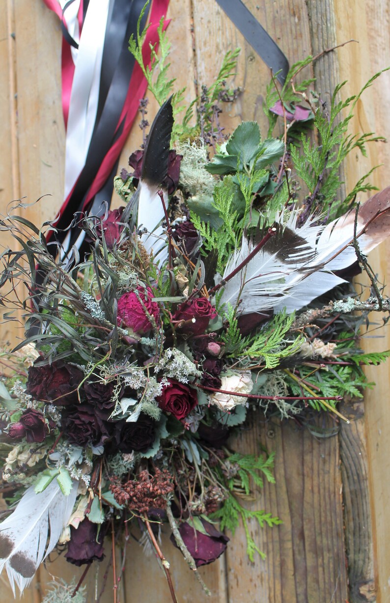 Dried Flower Bouquet Burgundy Bridal Bouquet Dark Purple and Etsy