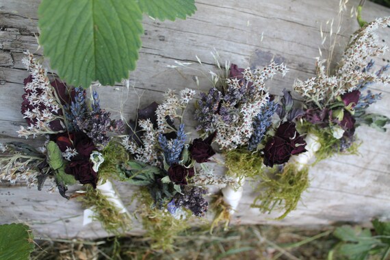 Custom Boutonniere Purple Dried Flower Boutonniere Lavender Etsy