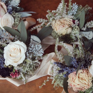 custom dried flower corsage, wrist corsage, succulent corsage, light pink, blush corsage, greenery corsage, lavender corsage, rose corsage