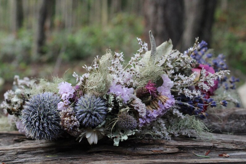 custom bridal crown, lavender crown, mauve flower crown, thistle crown, lavender and blue bridal crown, elopement crown, woodland crown, eco image 6