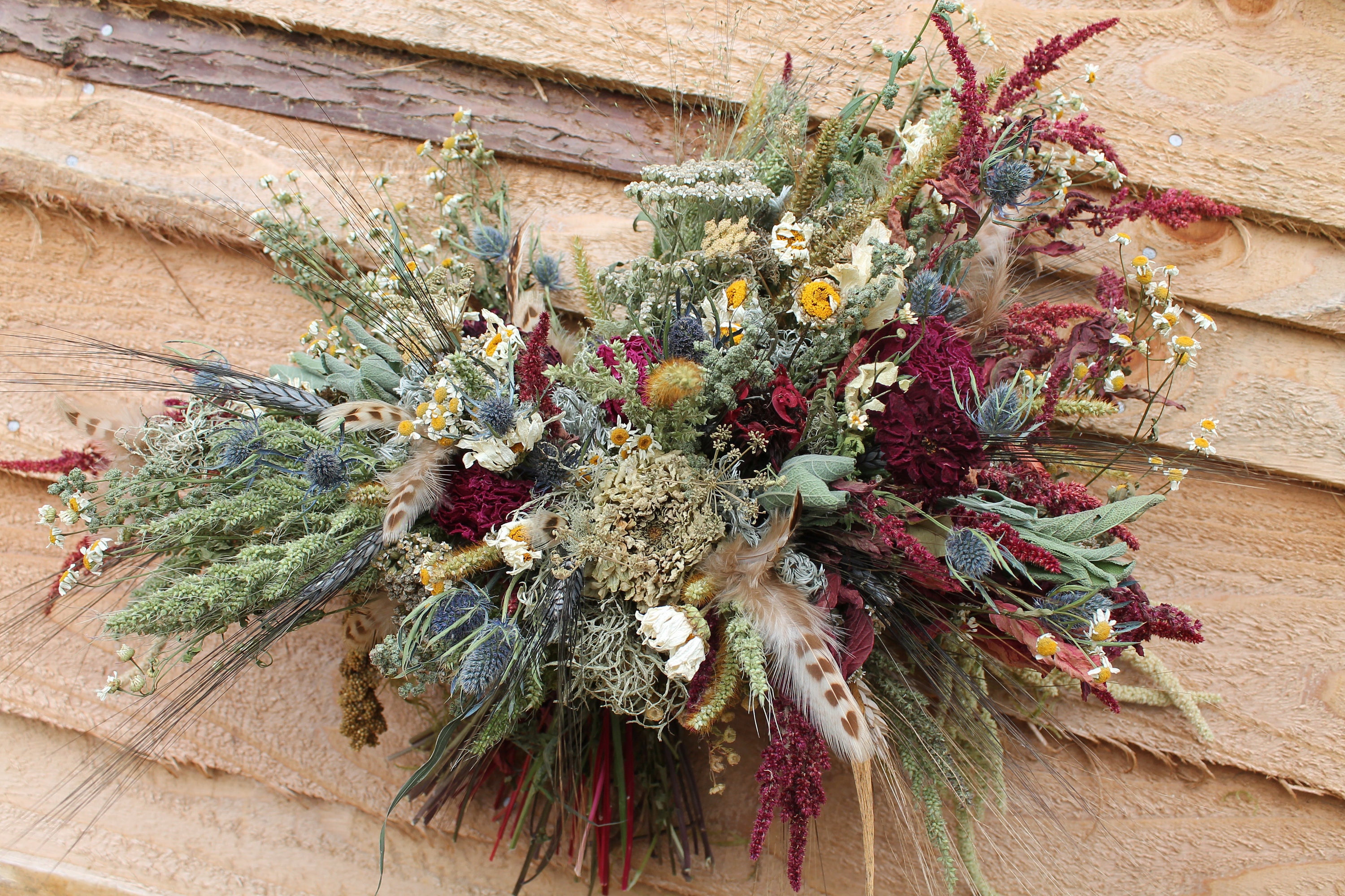 Dried Flower Bouquet Wheat Bouquet Burgundy Bridal Bouquet Etsy