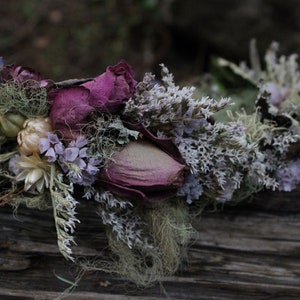 custom bridal crown, lavender crown, mauve flower crown, thistle crown, lavender and blue bridal crown, elopement crown, woodland crown, eco image 3