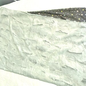 Makower Modern Stars and luxe minky homemade neutral baby blanket 36 x 42 inch- so soft!-  free shipping