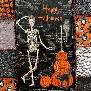 Ghostly Greetings Halloween rag quilt 45x67 inch. Free shipping
