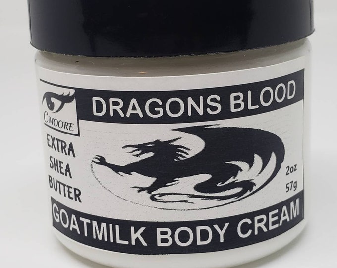 Dragon's Blood Scented Goat Milk Body Cream, Thick Lotion with Extra Shea Butter, Hypoallergenic, Eczema and Psoriasis Friendly