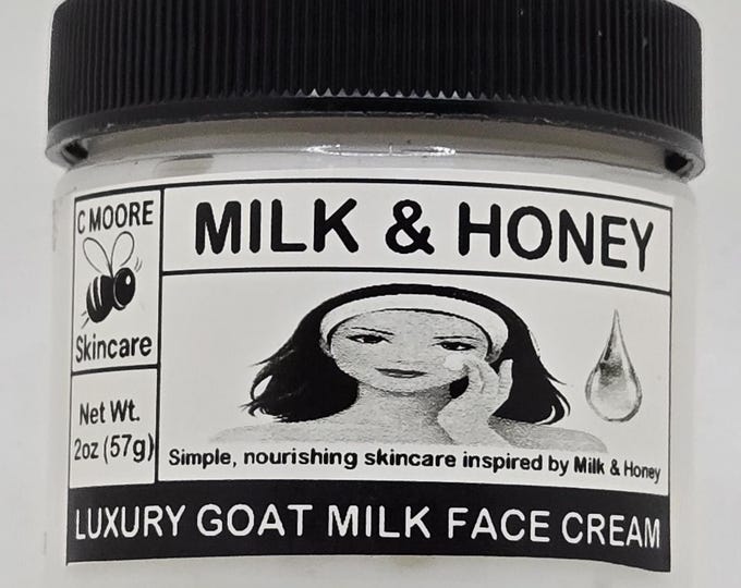 Milk & Honey Facial Cream, Face Moisturizer, Goat Milk Skincare, Lightweight Hydrating Cream, Sensitive Skin Friendly, Handmade