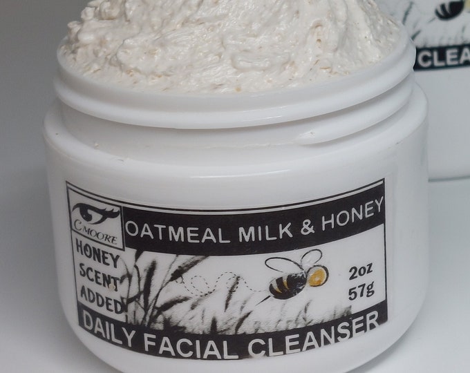 Oatmeal Milk and Honey DAILY Facial Cleanser with Goat Milk and a Shea Butter Condition, UNSCENTED or SCENTED with Honey