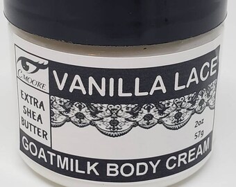 Vanilla Lace and Pearls Goat Milk Body Cream /Thick Lotion,  Organic Shea Butter, Hypoallergenic, Eczema Friendly