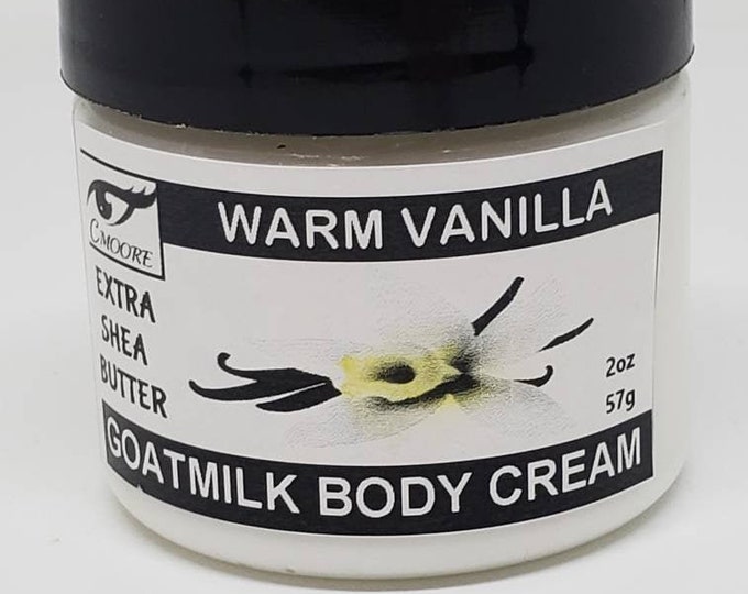 Warm Vanilla Goat Milk Body Cream with an Organic Shea Butter condition.  Hypoallergenic, Eczema, and Psoriasis Friendly