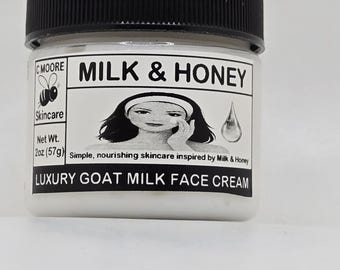 Luxury Milk & Honey Facial Cream | Goat Milk Moisturizer | Face Cream for Dry Sensitive Skin | Unscented or Honey | Handmade Skincare
