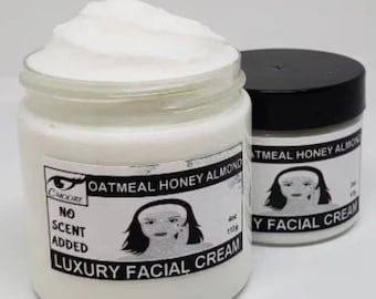 Luxury Honey Almond Facial Cream with Colloidal Oatmeal, Unscented with a Shea and Mango Butter Condition and Extra Vitamins