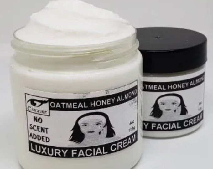 Luxury Honey Almond Facial Cream with Colloidal Oatmeal, Unscented with a Shea and Mango Butter Condition and Extra Vitamins