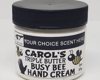 Carol's Triple Butter Busy Bee Hand Cream with Organic Shea, Mango, and Cocoa butter, 40+Scents to Choose From