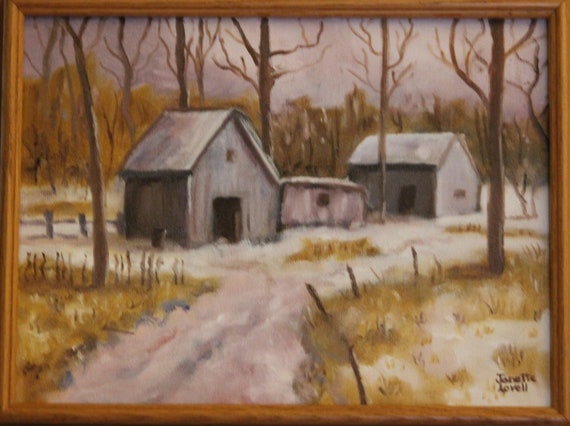 Cabins In The Snow Winter Painting Art Work Oil Painting Etsy