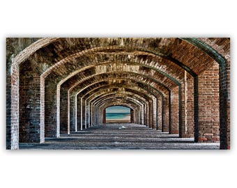 The Brick Arches to the Key West: Canvas Wall Art (58"x28")