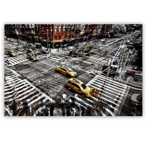 NYC Yellow Cabs: Canvas Wall Art (48&quot;x32&quot;)