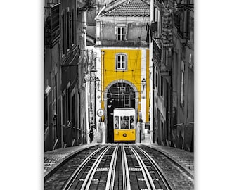 The Yellow Tram Car: Canvas Wall Art (32"x48")