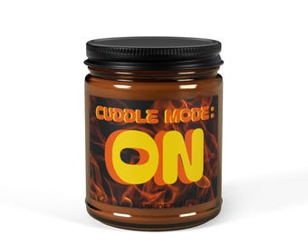 Vela de soja con divertido diseño "Modo abrazo activado", en frasco de vidrio color ámbar, regalo romántico y sensual, 250 ml, variedad de aromas.