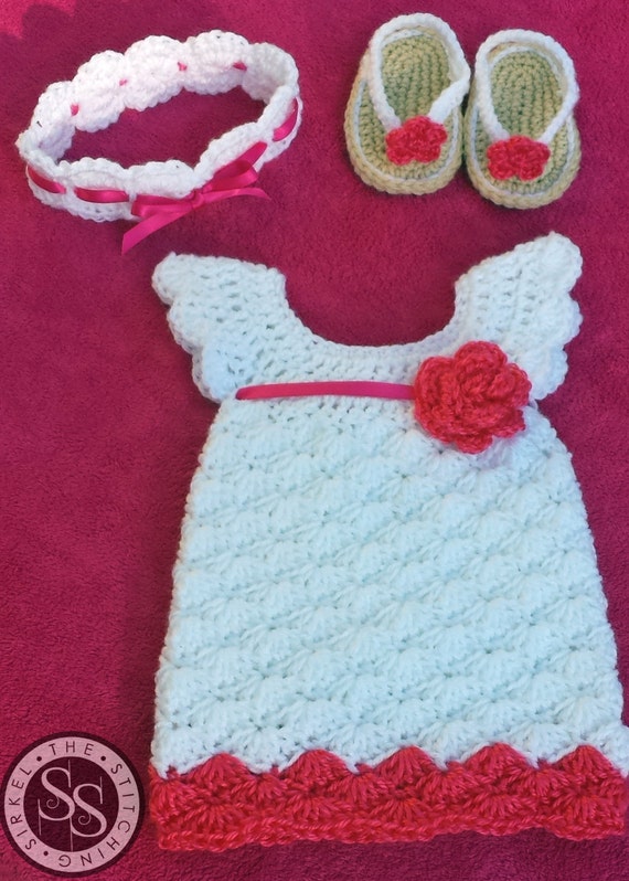 Items similar to Newborn Girl Crochet Gift Set, Crochet Newborn Dress