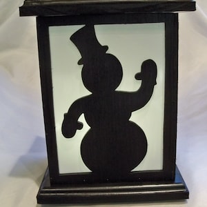 Snowman wooden lantern