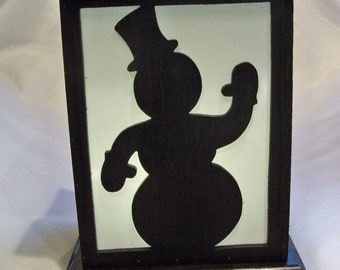 Snowman wooden lantern