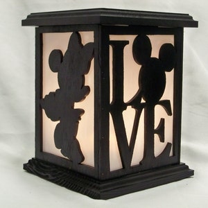 Mickey loves Minnie wooden lantern