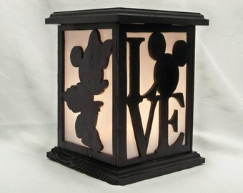 Mickey loves Minnie wooden lantern