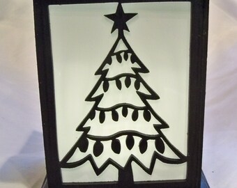 Christmas tree wooden lantern