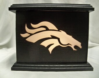 Denver Broncos wooden lantern