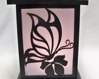 Butterfly wood lantern