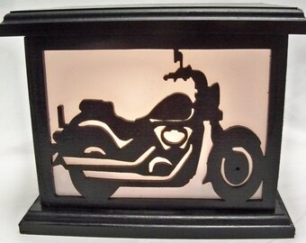 Motorcycle wooden lantern