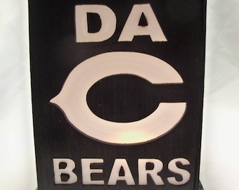 Chicago Bears wooden lantern