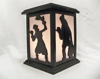 haunted mansion ghost wood lantern