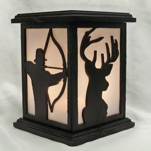 Bow huntin wooden lantern