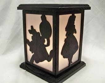 Alice in Wonderland wooden lantern