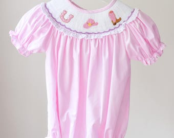 Pink Smocked Cowgirl Bubble