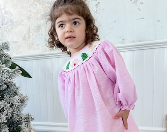 The Gianna Gingerbread Bishop Dress - Smocked Clothing - Girl Outfit for Christmas - Smocked Holiday Dress - Holiday Outfit for Girls