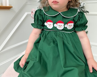 Smocked Green Santa Dress