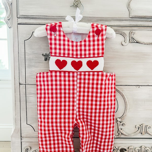 The Liam Longall - Red Gingham Check Outfit for Boy - Valentine’s Day Outfit for Boys - Boy Valentine’s Longall - Valentine’s Boy Outfit