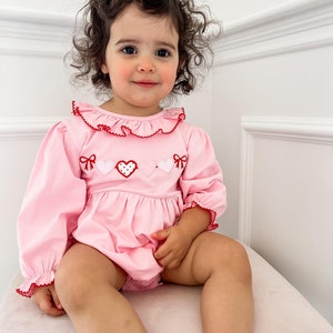 Heart & String Appliqué Smocked Bubble