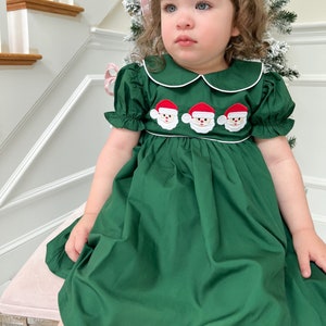 Smocked Green Santa Dress