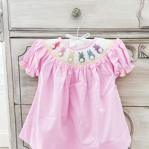 Natalia Colorful Easter Bunny Smocked Dress