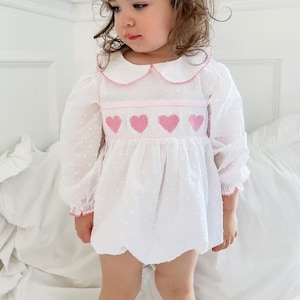 Lucy Heart Swiss Dot Smocked Bubble