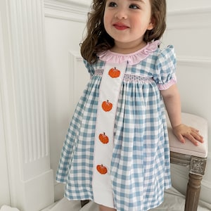 Blue Plaid Smocked Pumpkin Dress main image 1