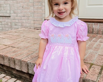 Pink Ghost Dress for Girl - Halloween Smocked Outfit - Halloween Baby Clothes - Ghost Baby Outfit - Smocked Pink Dress - Girls Smocked Dress